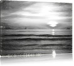 Black and white beach prints. East Urban Home Malibu Beach Sunrise Water Sand Art Print On Canvas In Black White Wayfair Co Uk