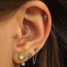 Venusbymariatash Rose Gold Opal Hoop In Daith Tragus Helix Piercing Earings Piercings Piercings Cool Piercings