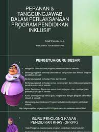 .dan peranan guru aliran perdana dalam pelaksanaan pendidikan inklusif di malaysia? 03 Peranan Tanggungjawab Dalam Perlaksanaan Program Pendidikan Inklusif