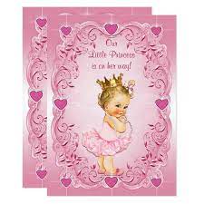 Little Princess Ballerina Love Hearts Baby Shower Invitation Zazzle Com Heart Baby Shower Baby Shower Invites For Girl Valentines Day Baby