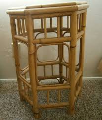 Mid Century Modern Tiki Rattan Bamboo And Cane End Table Hexagon Retro Furniture Bohemian Style Gifts For Home Bamboo Retro Furniture Rattan Bamboo Table
