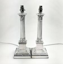 Pair Antique Sterling Silver Table Lamp Bases 1912 Table Lamp Base Silver Table Lamps Antiques