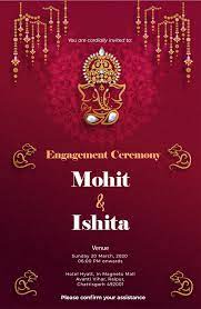 Hindu Engagement Function Invitation Panda Engagement Invitation Cards Indian Wedding Invitation Card Design Marriage Invitation Card
