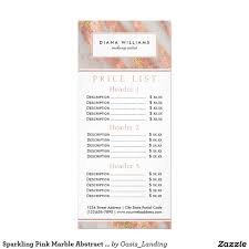 Sparkling Pink Marble Abstract Price List Rack Card Zazzle Com In 2021 Rack Card Price List Makeup Prices