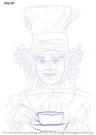 Step By Step How To Draw Mad Hatter Drawingtutorials101 Com Mad Hatter Drawing Alice In Wonderland Drawings Mad Hatter