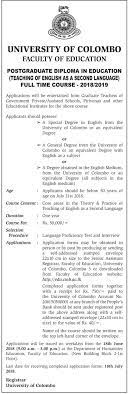 The initial level usually confers a document serving as proof of secondary education. Postgraduate Diploma In Education Teaching Of English As A Second Language Full Time Course 2018 2019 Faculty Of Education University Of Colombo