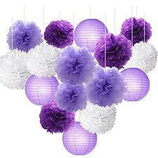 Love anemone & peony paper flower bouquet. 16pcs Tissue Paper Flowers Ball Pom Poms Mixed Paper Lanterns Craft Kit For Lavender Purple Themed Birthday Party Decor Buy Online In Bahamas At Bahamas Desertcart Com Productid 45968379