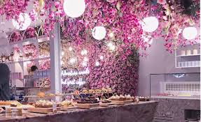 Flower Power At Elan Oxford Circus London Chloe Dominik In 2020 Spa Interior Design Coffee Shop Decor Flower Cafe