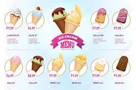 Ice Cream Menu Template Color Ice Cream Menu Ice Cream Poster Yummy Ice Cream