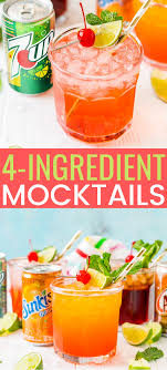 This 4 Ingredient Mocktail Recipe Can Be Made Three Different Ways By Using Your Favorite Sodas For A Bubbly An Easy Mocktail Recipes Mocktail Recipe Mocktails