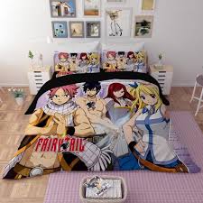 Finition volants (taies d'oreillers) et bourdon. Parure De Lit Fairy Tail 200 200 Cm 3d Effet 3 Pieces 1 Housse De Couette Avec 2 Taies D Oreiller 63 63cm Cdiscount Maison