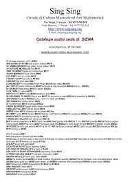 Expedited shipping requires extra fee. Catalogo Audio Sede Di Siena Sing Sing
