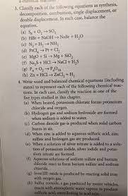 In a synthesis reaction, elements or. A Chemical Reaction 3 Classify Each Of The Following Chegg Com