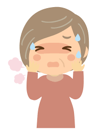 ほてり／のぼせ／更年期障害／年配女性のイラスト | 無料のフリー素材 イラストエイト