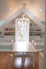 A great use of the attic space to cope. Gorgeous Craft Rooms Home Dream Craft Room Small Space Living