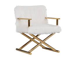 Beautiful occasional chairs with delightfully carved wood and white accents are sure to be the envy of guests, and their first choice of seat. Modrest Corley Modern White Faux Fur Gold Accent Chair