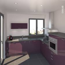 Cuisine Aubergine Modele Keria Aubergine Brillant Oskab Meuble Cuisine Cuisine Grise Cuisine Moderne Grise