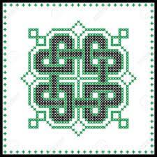 Celtic Knot In Black And Green Cross Stitch Pattern On White In 2020 Celtic Cross Stitch Cross Stitch Patterns Cross Stitch