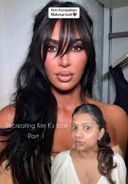 Recreated @Kim Kardashian look done by @A R I E L Products used @Rare  Beauty Pore diffusing primer @Haus Labs by Lady Gaga Foundation in 340  medium cool @Patrick Ta Beauty major dimention II eyeshadow ...