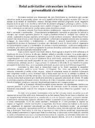 Educaţia intelectuală ocupă un rol central în formarea integrală a personalităţii elevului. Rolul Activitatilor Extrascolare In Formarea Personalitatii Elevului