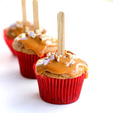 Brown polka dot cupcake liner!! Caramel Apple Cupcakes The Girl Who Ate Everything