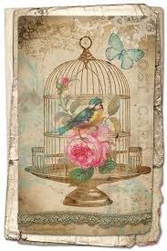 7 free vintage borders, frames & ornaments from starsunflower studio. Free Printable Birdcage Art Card Vintage Birds Decoupage Vintage Card Art