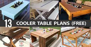 13 Diy Cooler Table Plans To Build For Outdoor Beer Drinks Or Patio Picnic Free Outdoor Patio Table Patio Picnic Outdoor Cooler