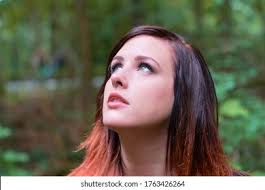 Stunning Young Woman Gray Eyes Ombre Stock Photo 1716559372