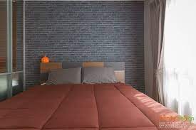 ห องนอน ก บวอลเปเปอร ลายอ ฐส ดโหด v condo ลาดกระบ ง ห องนอน ผ าม าน