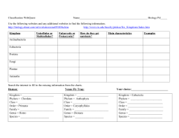 Classification Webquest