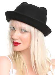Black Bowler Hat With Cat Ear Accents Black Bowler Hat Cat Ears Hat Hot Topic