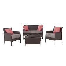 Maybe you would like to learn more about one of these? Hampton Bay Round Lake Beach 4 Piece All Weather Wicker Patio Conversation Set With Beige The Home Depot Canada