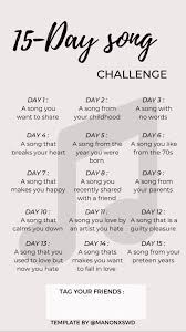 Template 15 Day Song Challenge Song Challenge Music Challenge Instagram Challenge