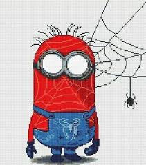 Minion Spiderman B W Cross Stitch Chart Buy 1 Get 1 Half