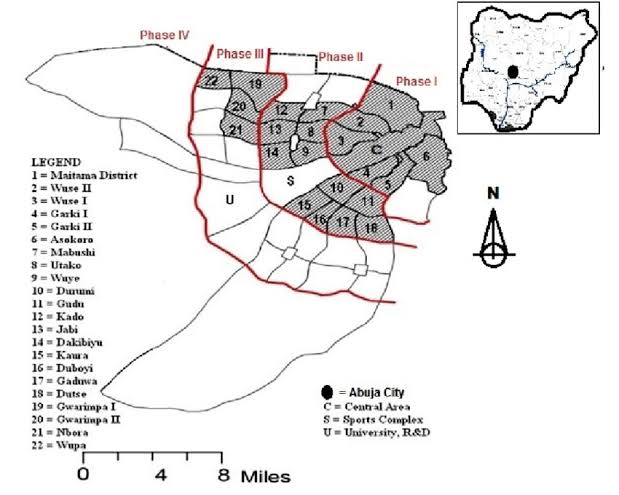 Abuja Master Plan District Hierarchy Map, AI generated