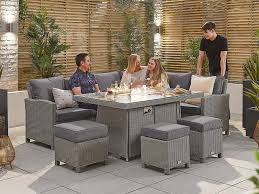 Corner rattan garden furniture with fire pit. Nova Outdoor Living Heritage Ciara Corner Dining Set With Fire Pit Table Right Hand Corner Sofa Set At Gardenman