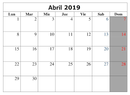 Calendario Abril 2019 Para Imprimir Mensual Calendar Words Word Search Puzzle