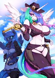 Princess anthro luna weight gain. 24177 Safe Artist Slugbox Princess Celestia Mlp Princess Luna Mlp Alicorn Equine Fictional Species Mammal Pony Anthro Friendship Is Magic Hasbro My Little Pony Bandanna Belly Button Belt Blue Fur Blue Hair