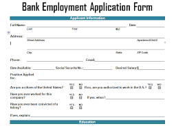 Bank Employment Application Form Template Project Management Templates And Certification