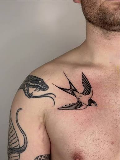 Classic swallows chest tattoo for Jonas. Thanks for comming:) . Done at @frevler_tattoo Hannover