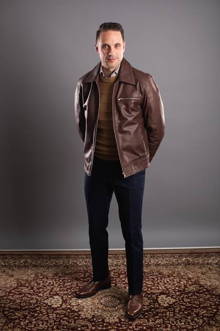 A Simple Brown Leather Jacket Outfit Idea | He Spoke Style
