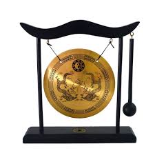 (music) a percussion instrument consisting of a metal disk that emits a sonorous sound when struck with a soft hammer. Zen Kunst Messing Feng Shui Desktop Gong Dragon Gong H1303 Figurines Miniatures Aliexpress