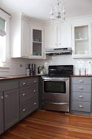For kitchen cabinets white top grey bottom from kitchen cabinet bottom trim , image source: Kitchen Cabinets Top White Bottom Grey