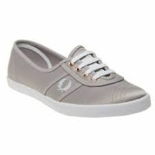 Details About New Womens Fred Perry Metallic Silver Grey Aubrey Satin Trainers Plimsolls Lace