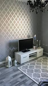 Henderson Interiors Camden Trellis Wallpaper Soft Grey Silver H980527 A Beautiful Silver Wallpaper Living Room Glamourous Dining Room Wallpaper Living Room