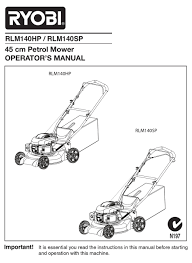 Ryobi ry48111 review to help you make the best purchase. Ryobi Rlm140hp Operator S Manual Pdf Download Manualslib
