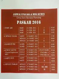 Dengan membawa dan menunjukkan kartu masuk yg telah dibagikan oleh ketua lingkungan. Jadwal Misa Jadwalpekansuci2016 Gereja St Barnabas Facebook