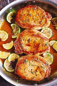 Place the pork chops and grill each site for about five to six minutes over medium heat until the color changed to golden brown and partially caramelized. Pan Fried Pork Chops With Honey Lime Glaze Julia S Album