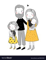 A Happy Family Parents With Children Cute Cartoon Dad Mom Daughter Son And Baby Vector Illustratio In 2020 Family Cartoon Family Drawing Illustration Cartoon Mom