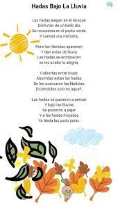 Poema Hadas Bajo Las Lluvias Poemas Actividades Para Ninos Pasto Verde